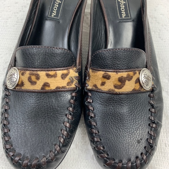 Brighton Leather Black Loafer Slip on Mules Heels - Picture 8 of 8